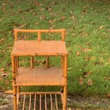 Vintage 3-tier bamboo and rattan shelf