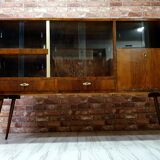 Renewed 1950s art deco showcase, high-legged, retro, vintage
