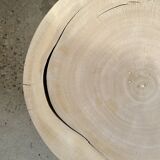 Coffee table, quadripod coffee table in solid monoxyl wood, white color D: 62.5cm
