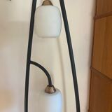 Floor lamp 50s in brass metal and opaline