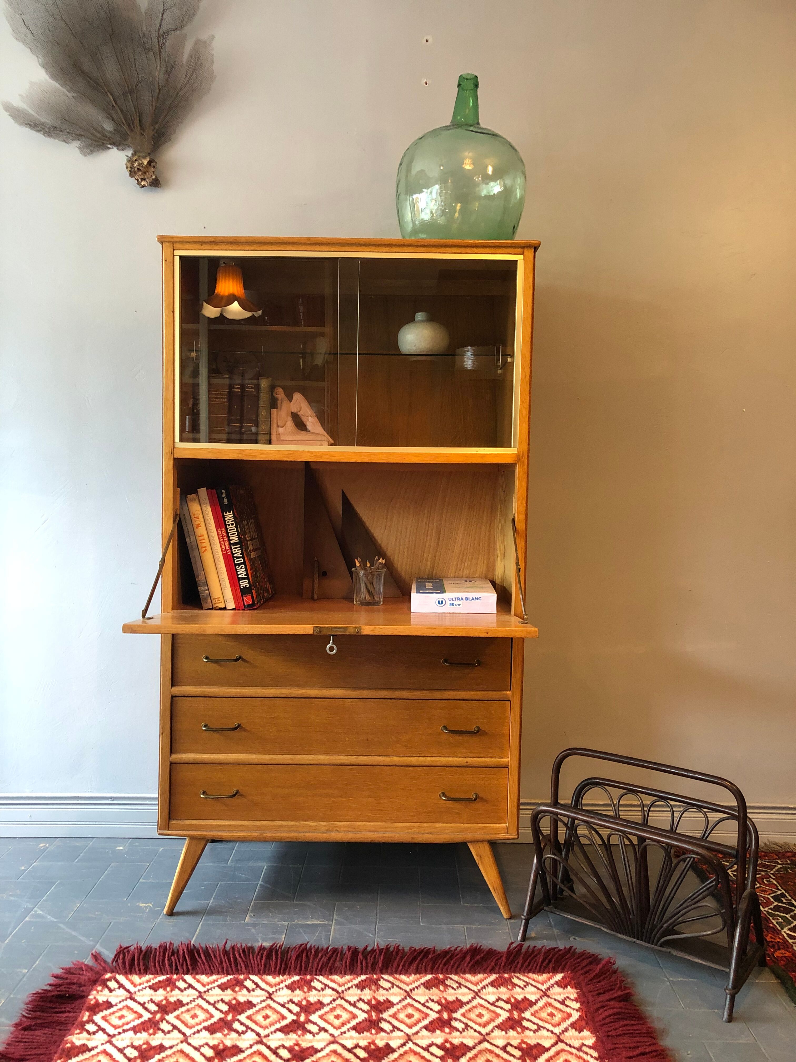 Secrétaire vintage pieds compas