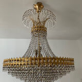 Brass chandelier and crystal tassel waterfall