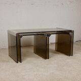 Nesting tables smoked glass by Gallotti & Radice