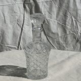 Small cylindrical glass whiskey decanter H:23