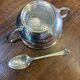 Silver sugar bowl and spoon