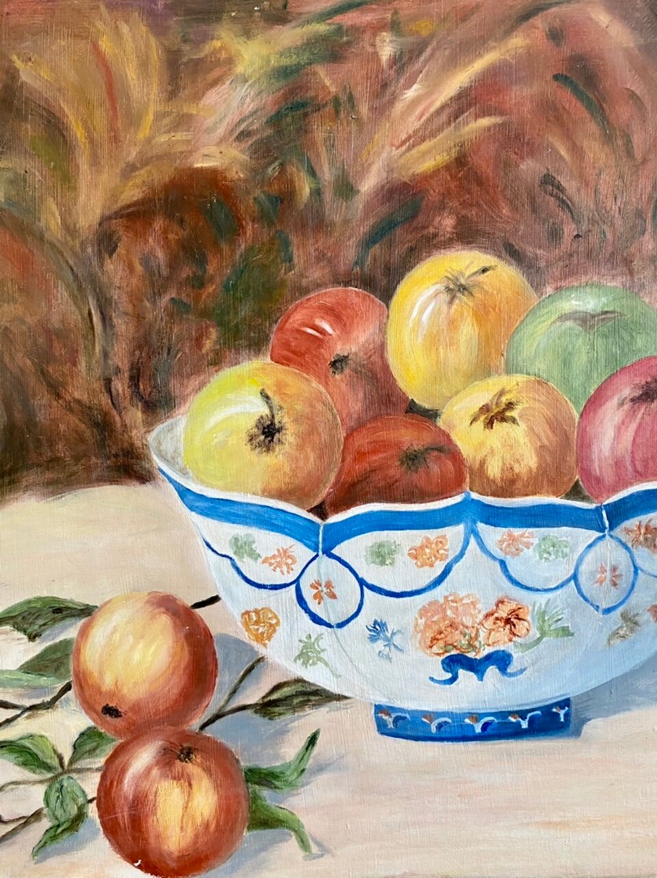 Still life in oil fruit cup