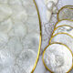 6 Sets de table & 6 sous verre nacre de Capiz et 6 serviettes brodées vintage