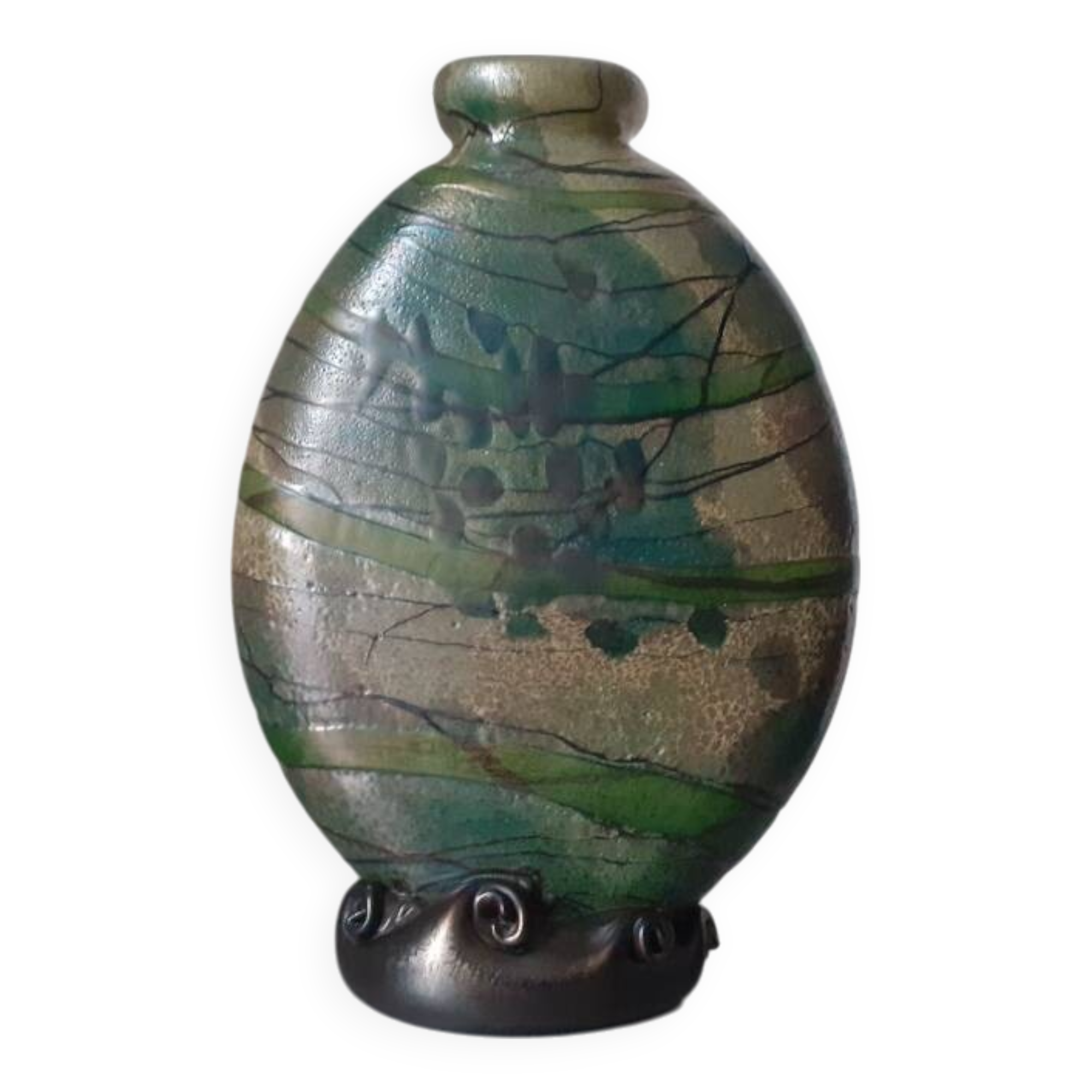 Signed glass paste vase