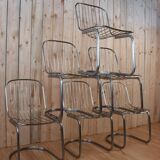 Series of 6 tubular steel chairs