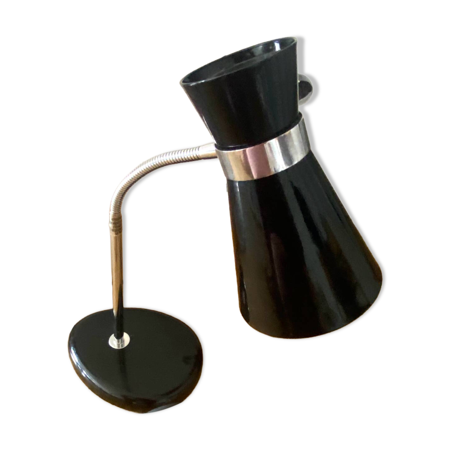 Diabolo desk lamp Black Metal 70s vintage light fixture old design Ob