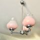Chandelier 3 fires chrome and corollas of pink glass 1970