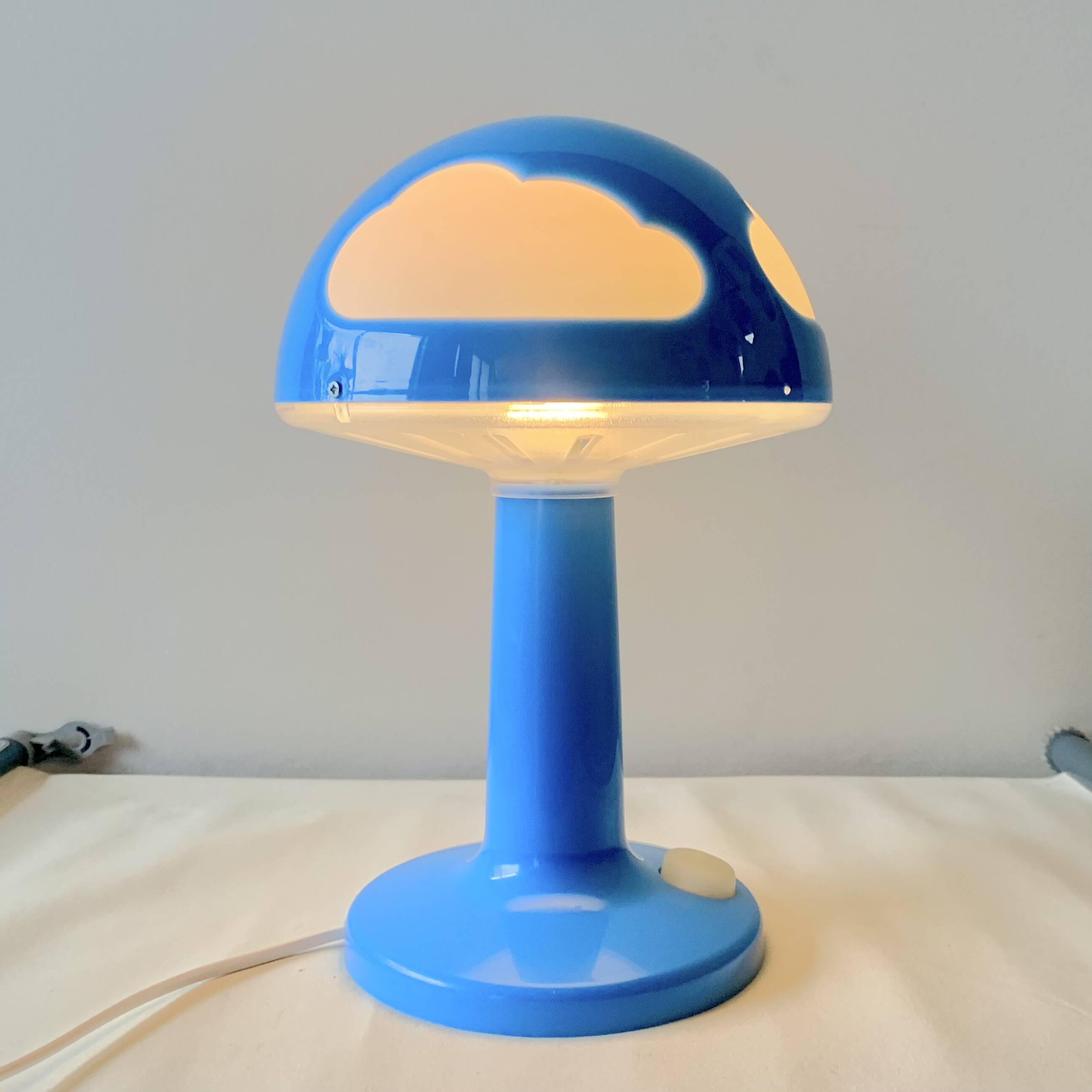 Vintage Skojig blue mushroom lamp - clouds - Ikea