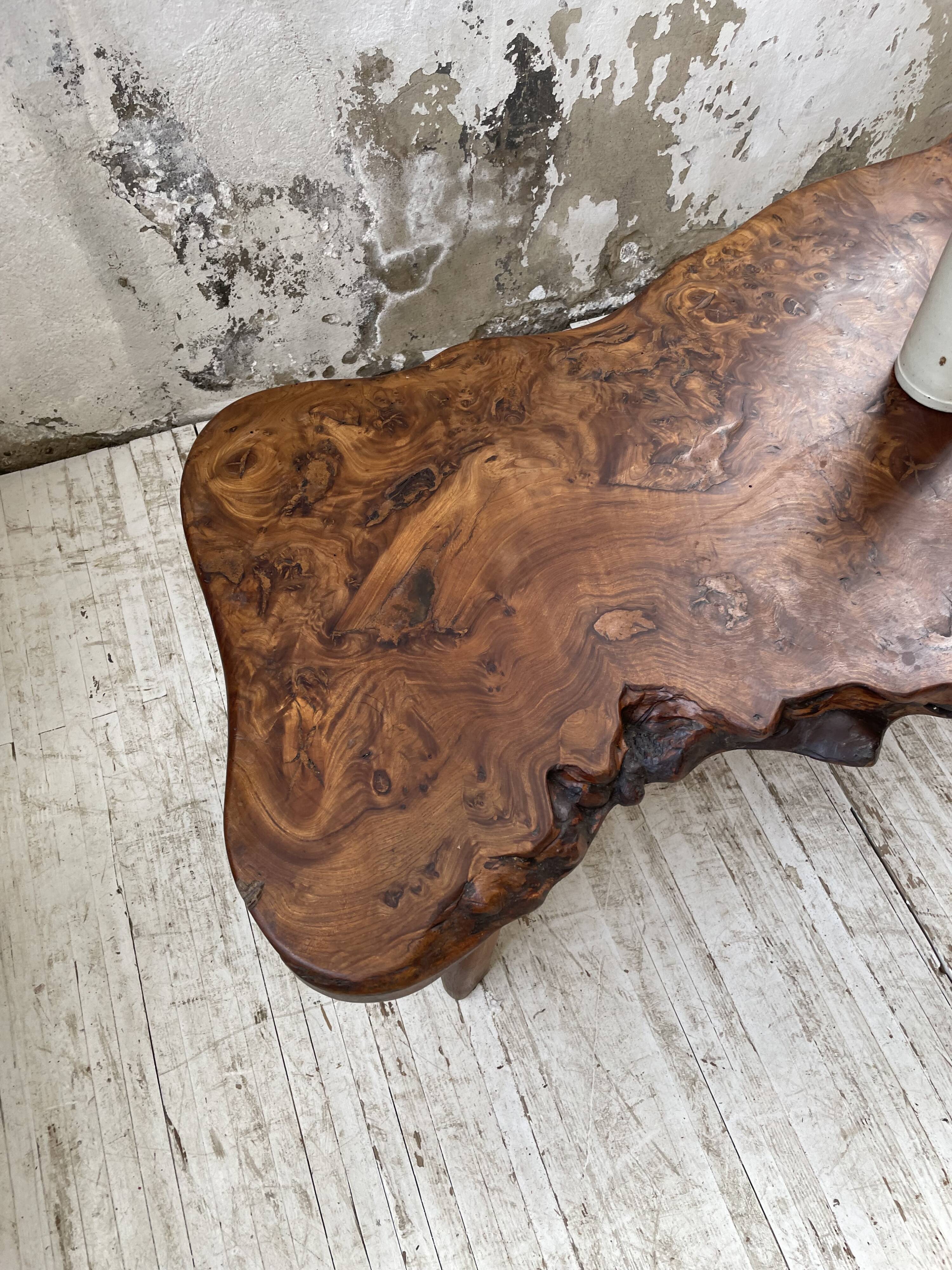 Solid free-form elm coffee table