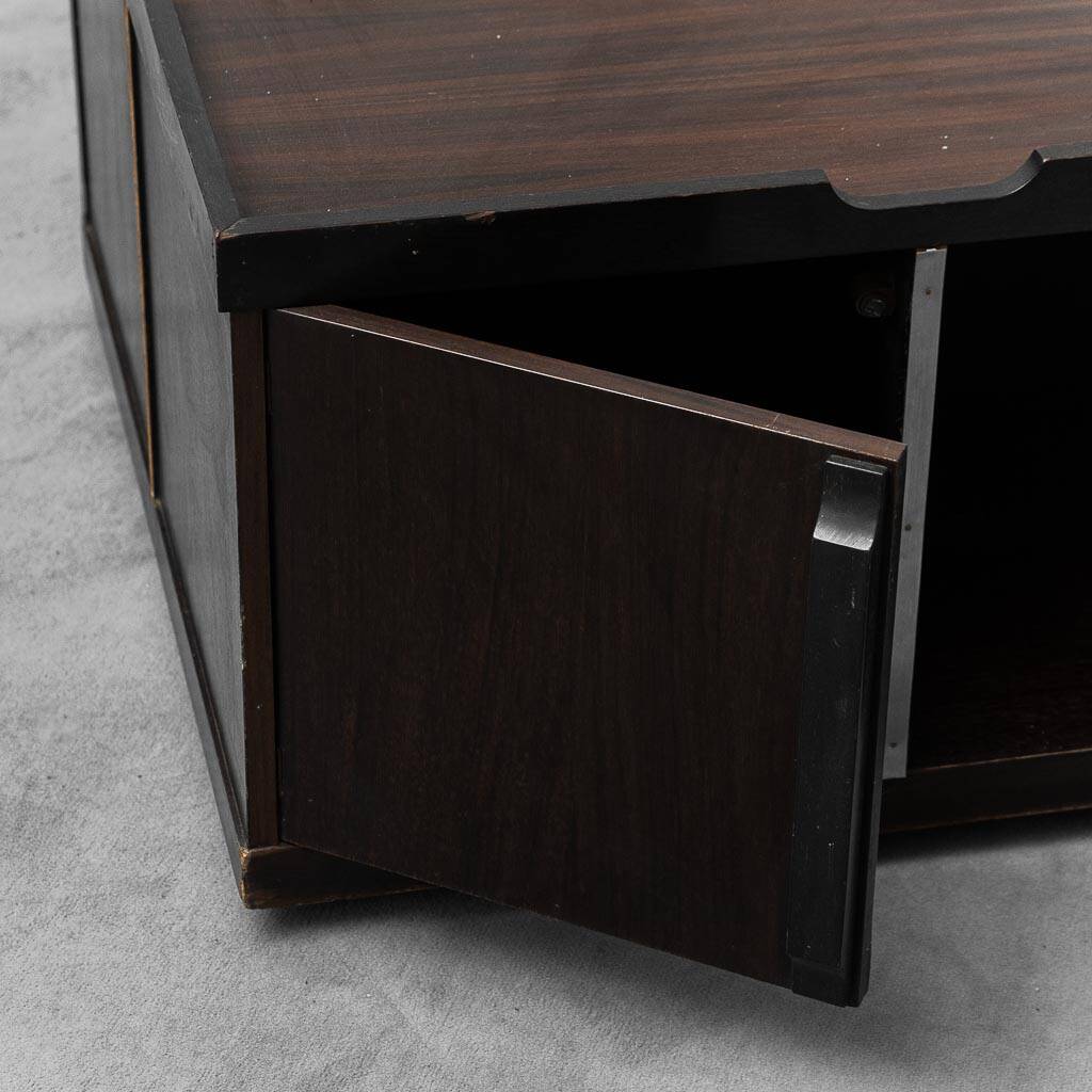 Tavolino da caffè multifunzione con ruote legno metallo anni ’70 vintage