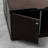 Tavolino da caffè multifunzione con ruote legno metallo anni ’70 vintage