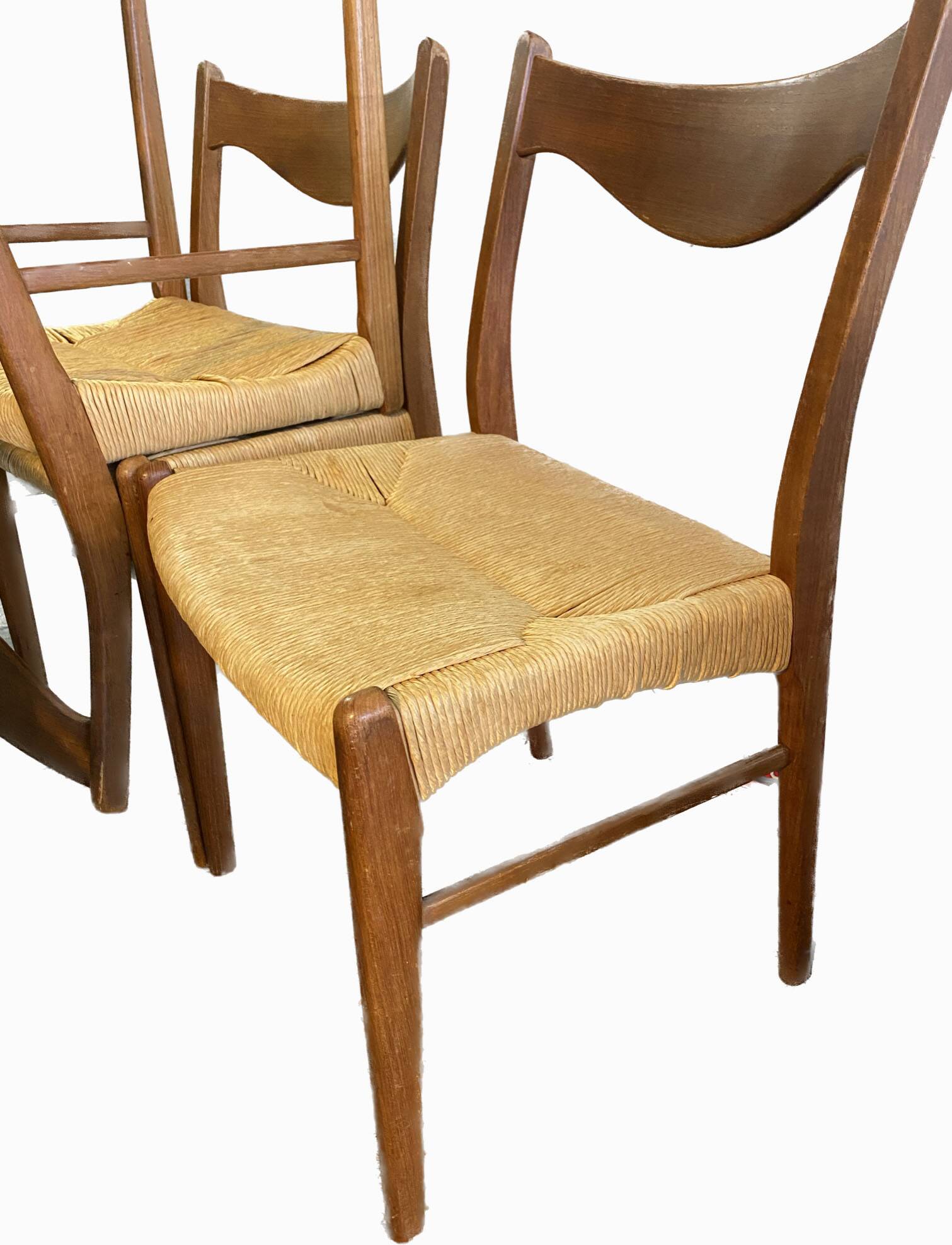wooden and straw chairs from the 50s