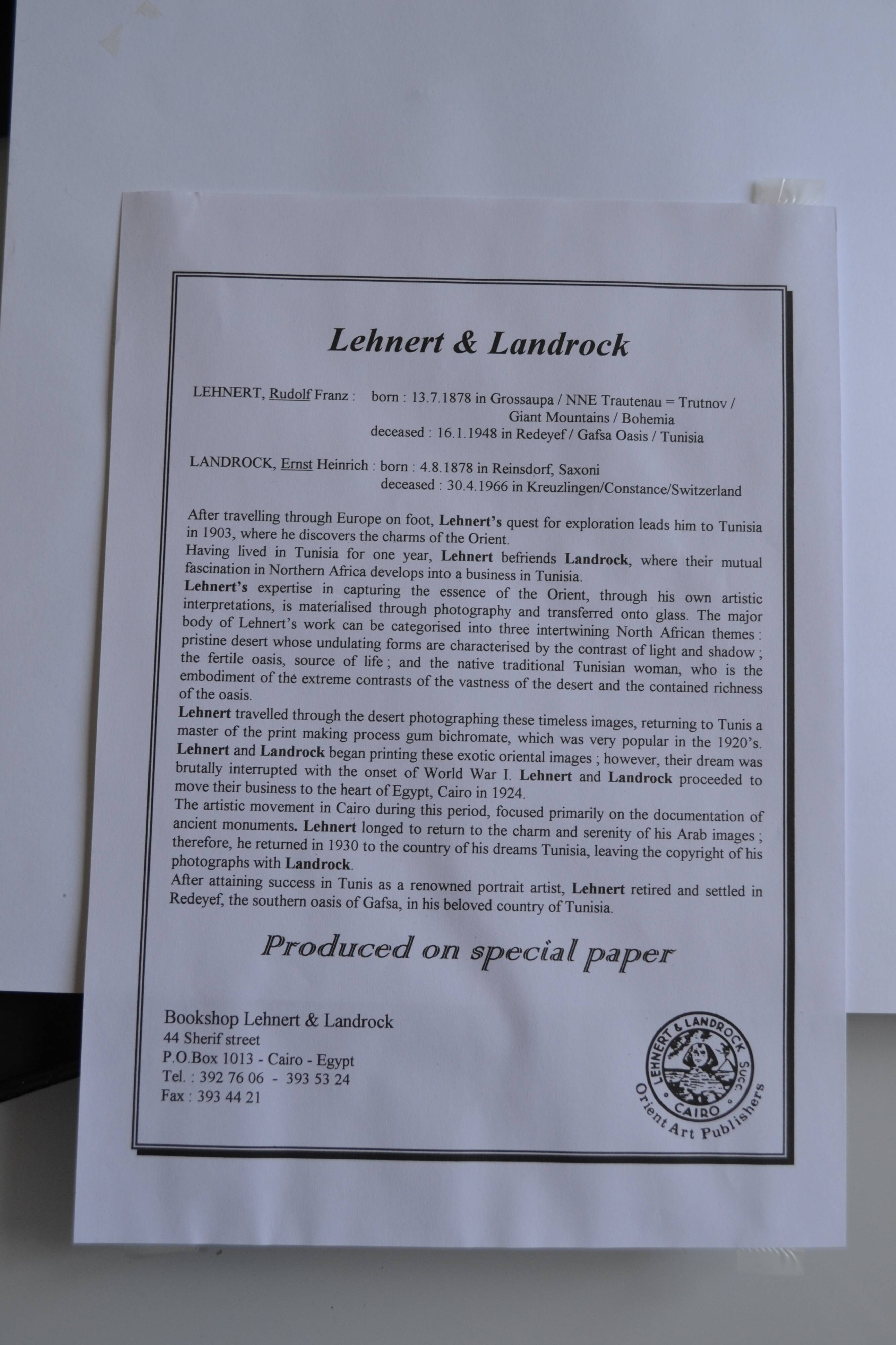 Lehnert & Landrock estate Cairo Silver print from an original negative