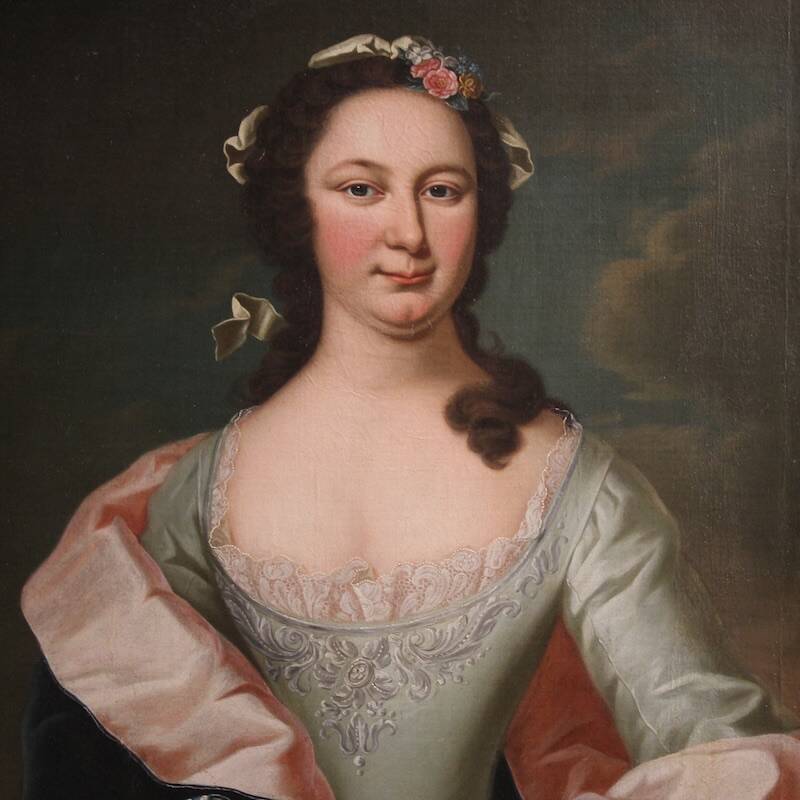 Antique 19th century portrait painting of a noblewoman