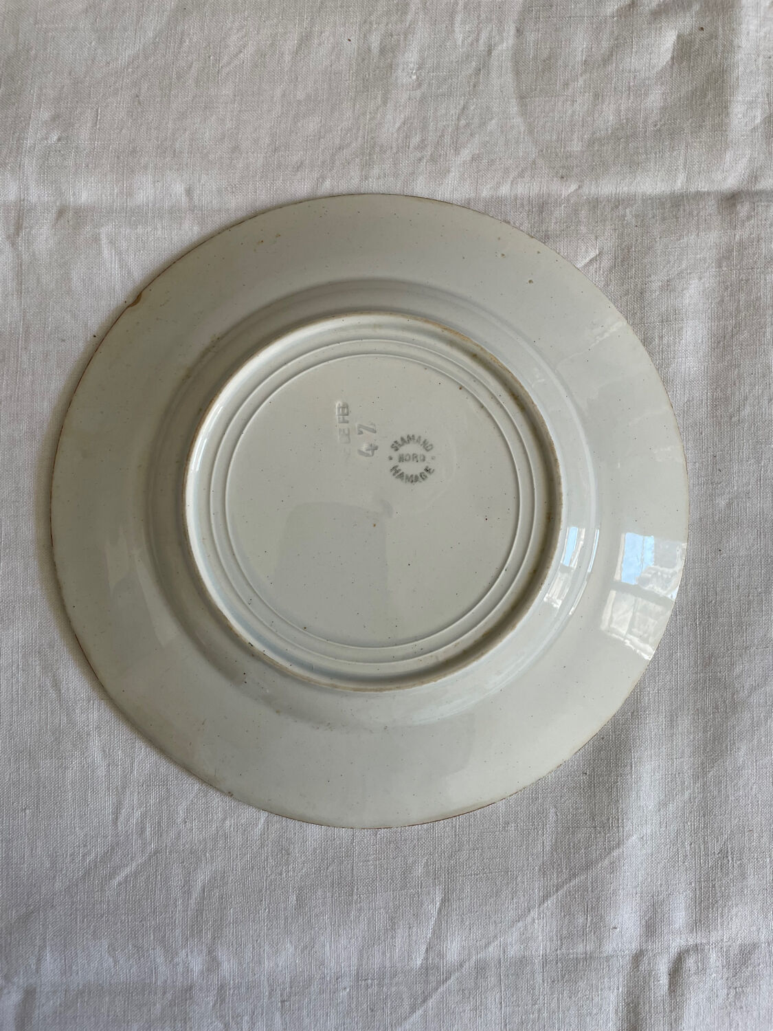 Flat plate old rooster earthenware Digoin Sarreguemines