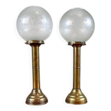 20th-Century Candleholders with Glass Shades, 1950s, Set of 2