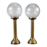 Bougeoirs du 20e siècle avec abat-jours en verre, années 1950, ensemble de 2