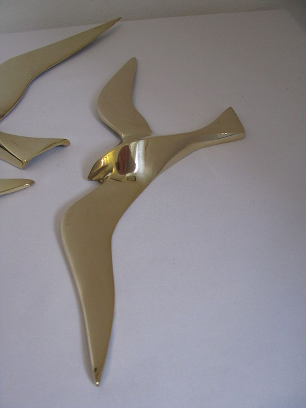 Wall Decoration Set 3 X Seagull / Swallow / Bird. Brass 70 / 80s