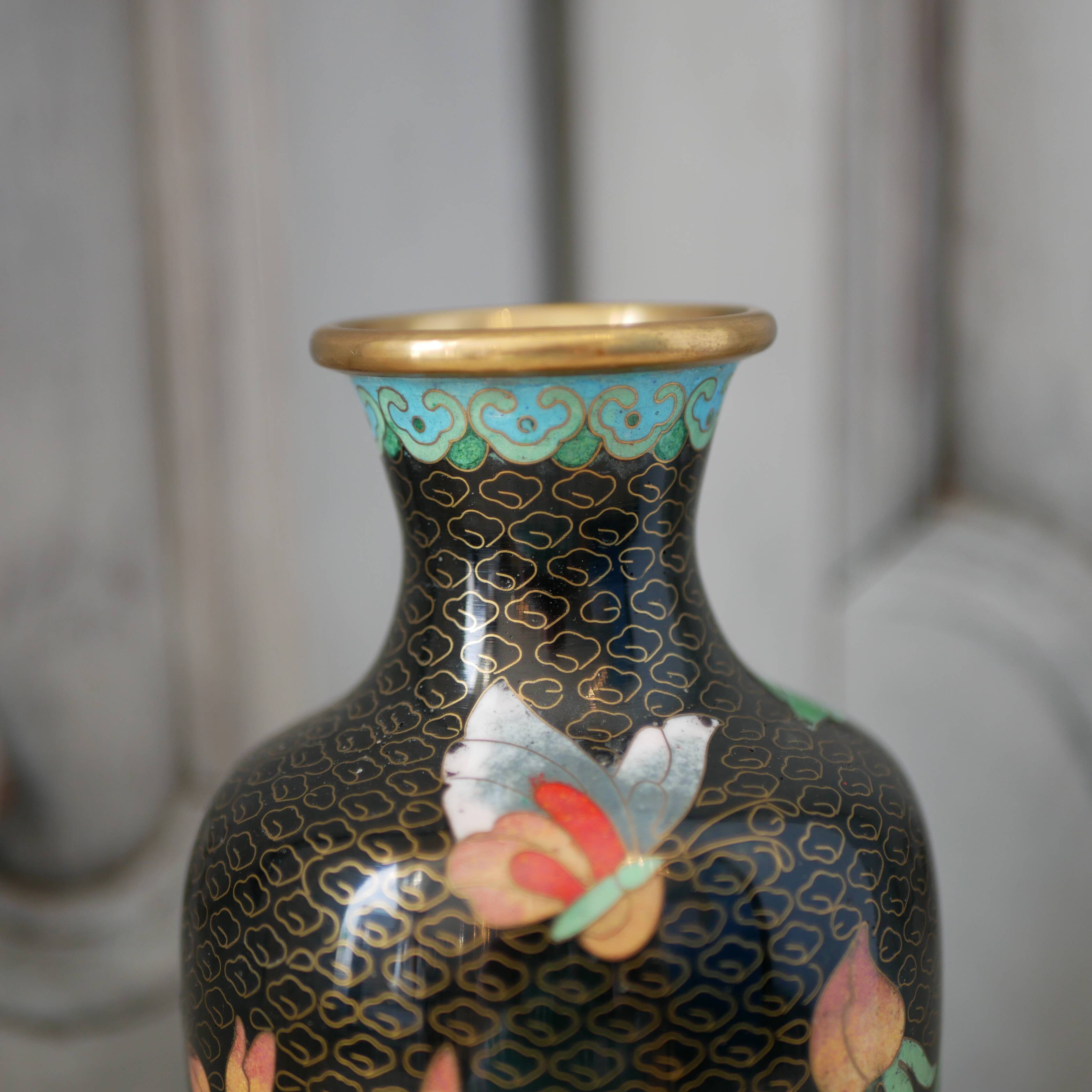 Chinese cloisonné vase, chrysanthemum motif
