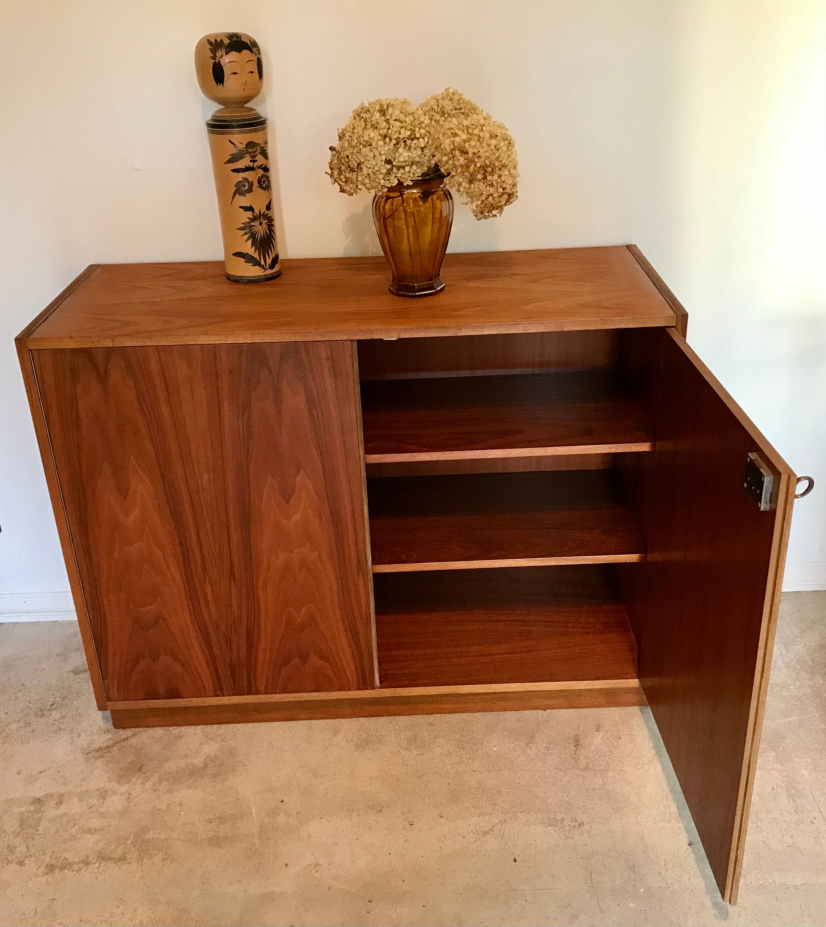 Low vintage blond walnut buffet