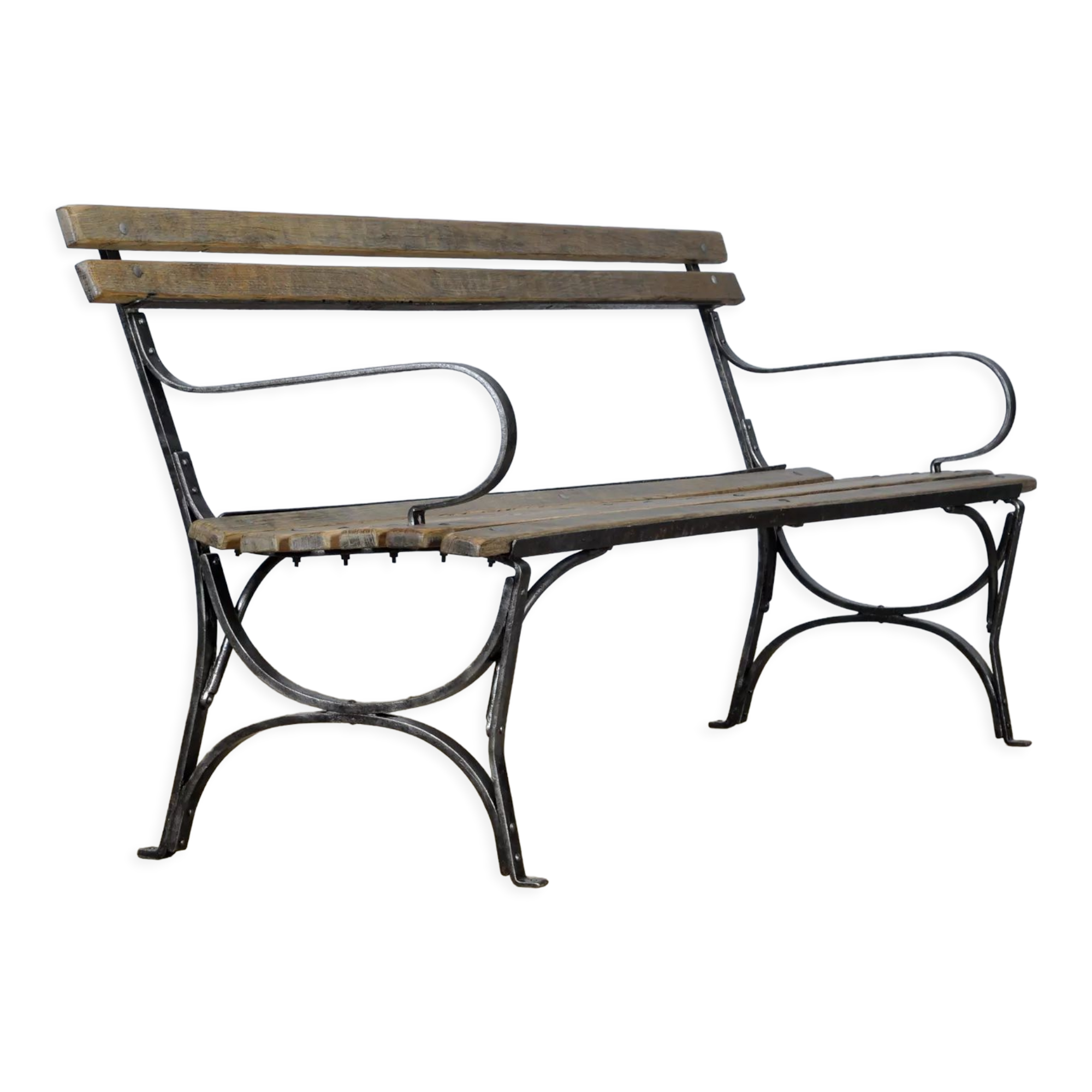 Riveted iron park bench 1920s