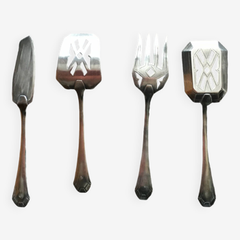 silver metal serving cutlery set