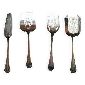 silver metal serving cutlery set