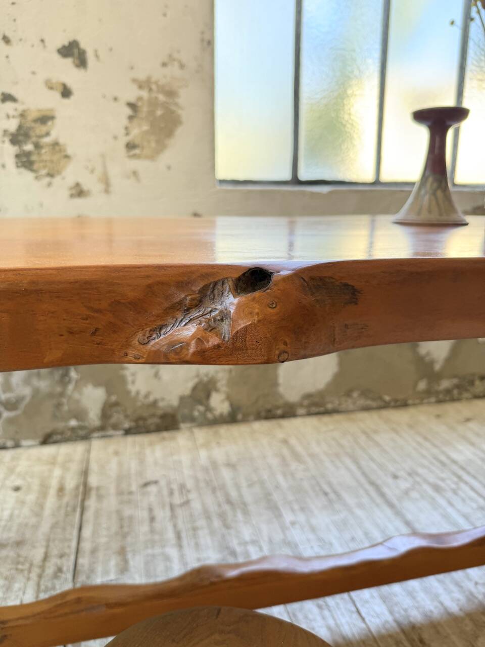 Aranjou farmhouse table in blond elm, 1950s