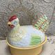 Terrine hen slurry in vintage glazed ceramic