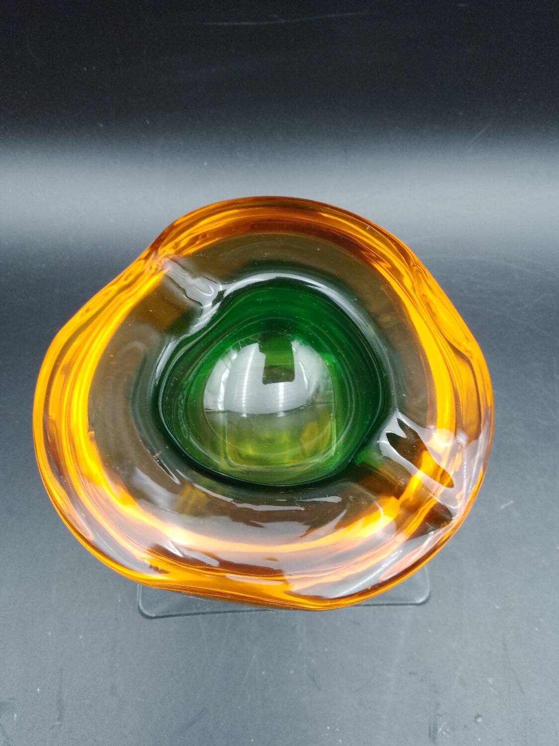 Rare Murano glass "Multi-Color" ashtray with Seguso shell elements
