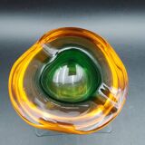Rare "Multi-Color" Murano Glass Ashtray with Seguso Shell Elements