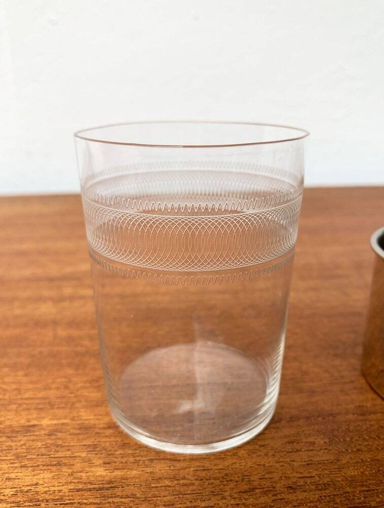 Vintage tea glasses RDA from East Germany by MUQ, Metallwarenfabrik Union Quedlinburg, set of 4.