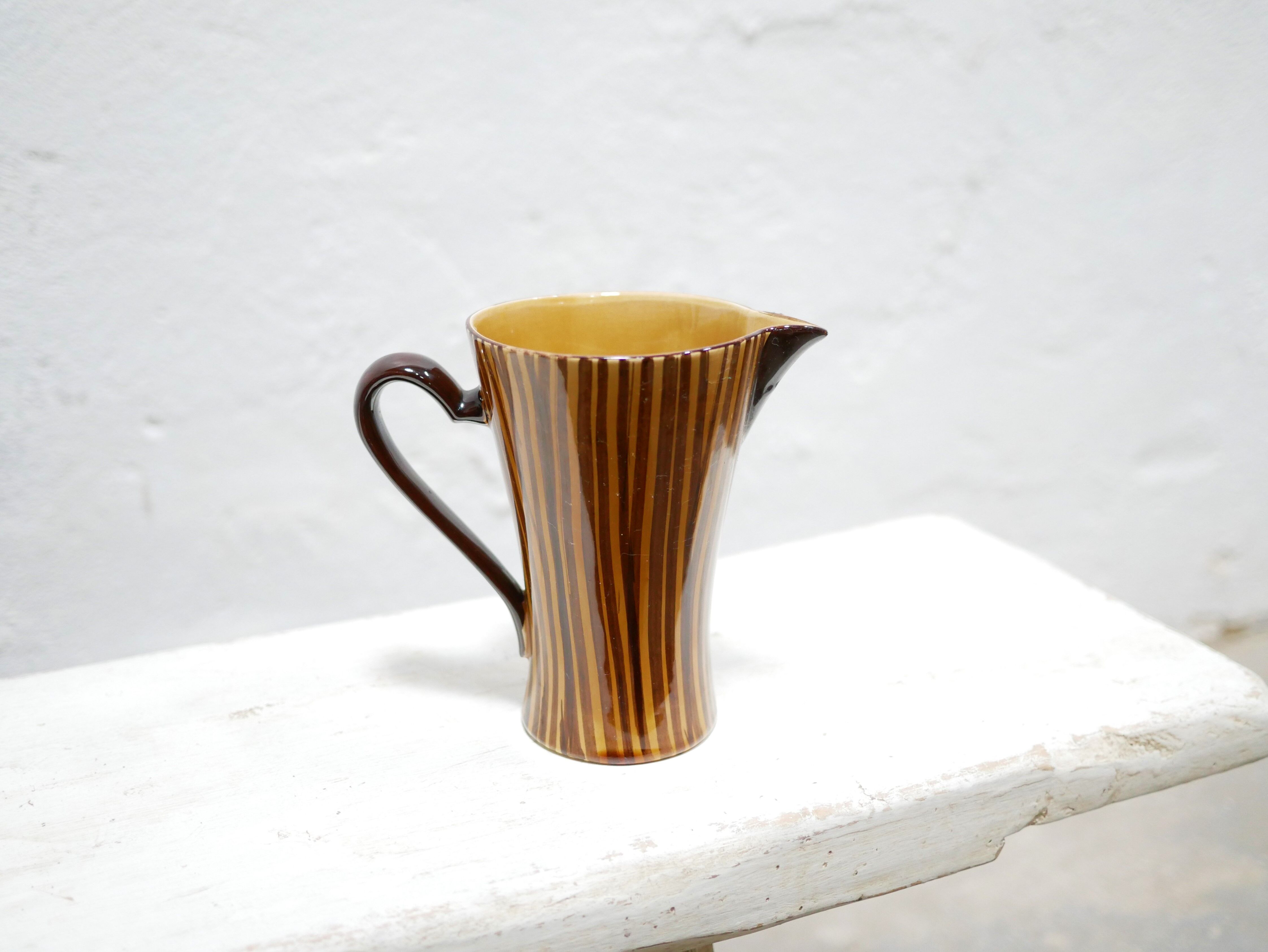 Vintage ceramic pitcher by the Sarreguemines manufacture