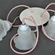 Vintage chandelier 3 pendants with glass tulip lampshades and pink cord