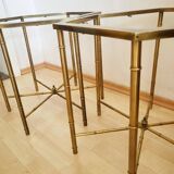Pair of faux bamboo low tables in the style of Bagues ca.1960.