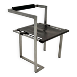 Geometric chair in leather and chrome, 1980s