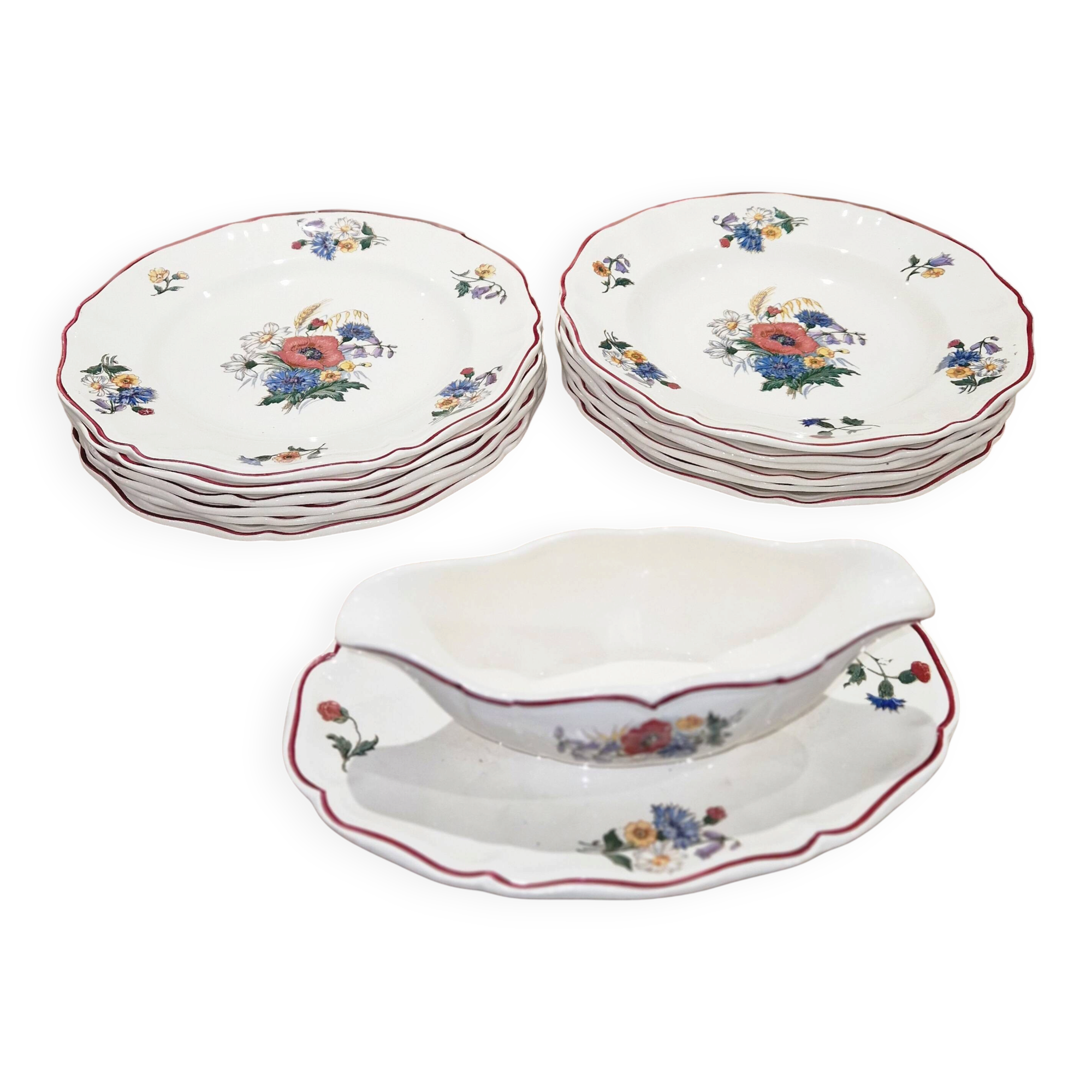 Service for 6 people, Sarreguemines earthenware, Agreste model.
