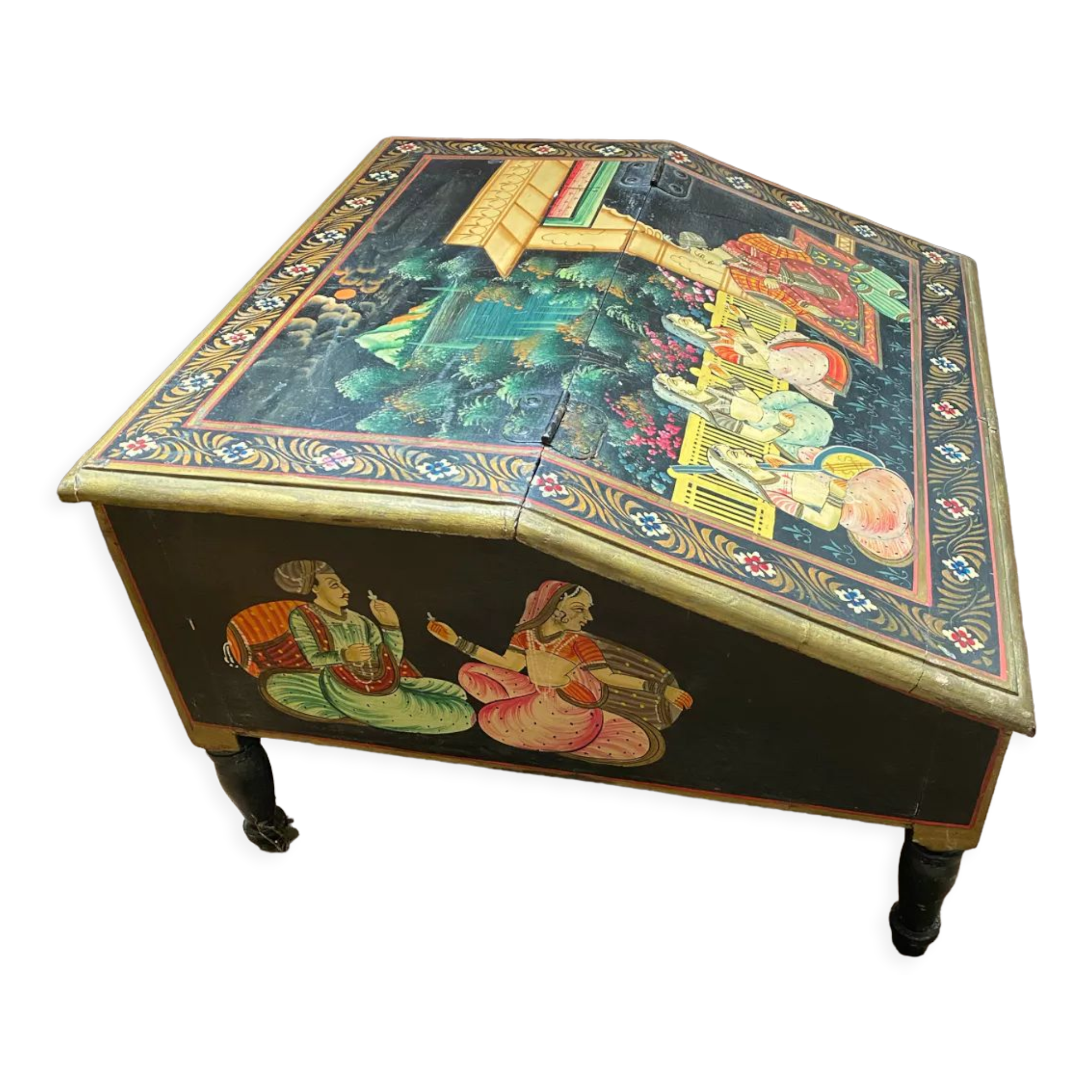 Ancient hand-painted Indian writing desk