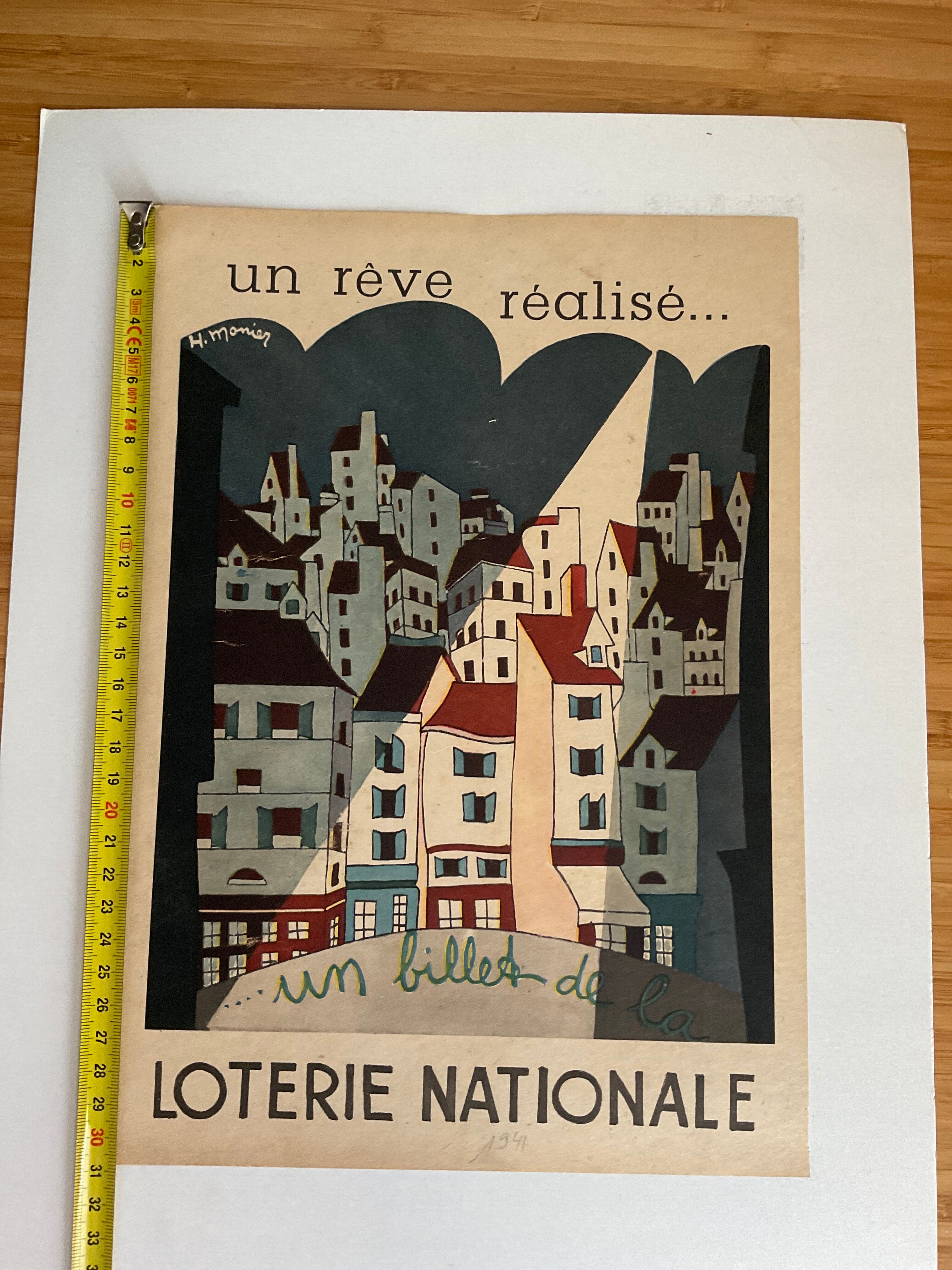 Vintage poster, a national lottery ticket, dated 1941