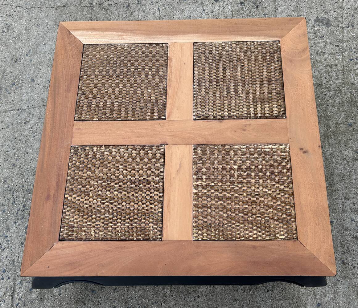 Square opium coffee table, solid teak, elephant legs