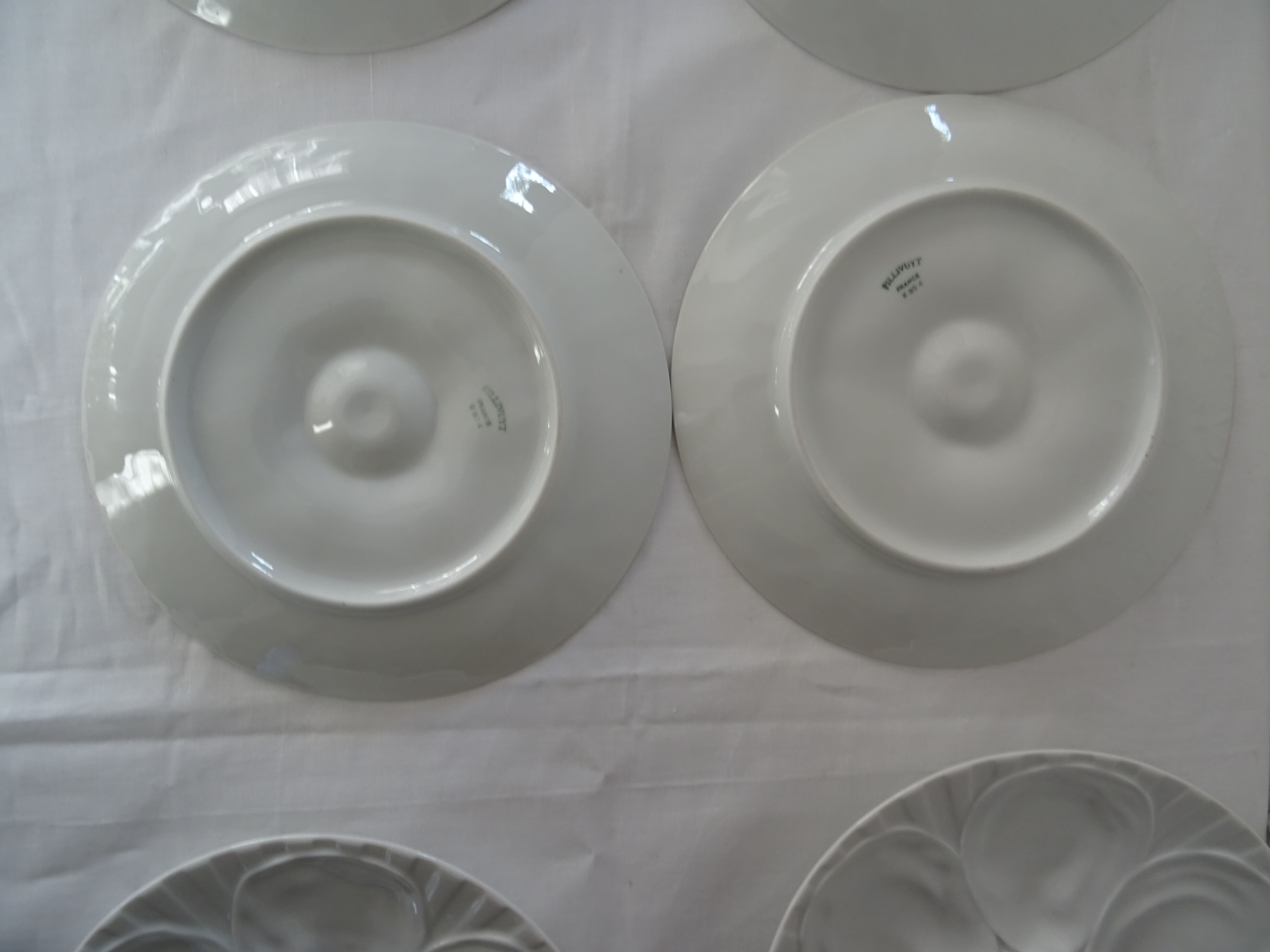 6 white oyster plates 470112 Charles Pillivuyt antique porcelain