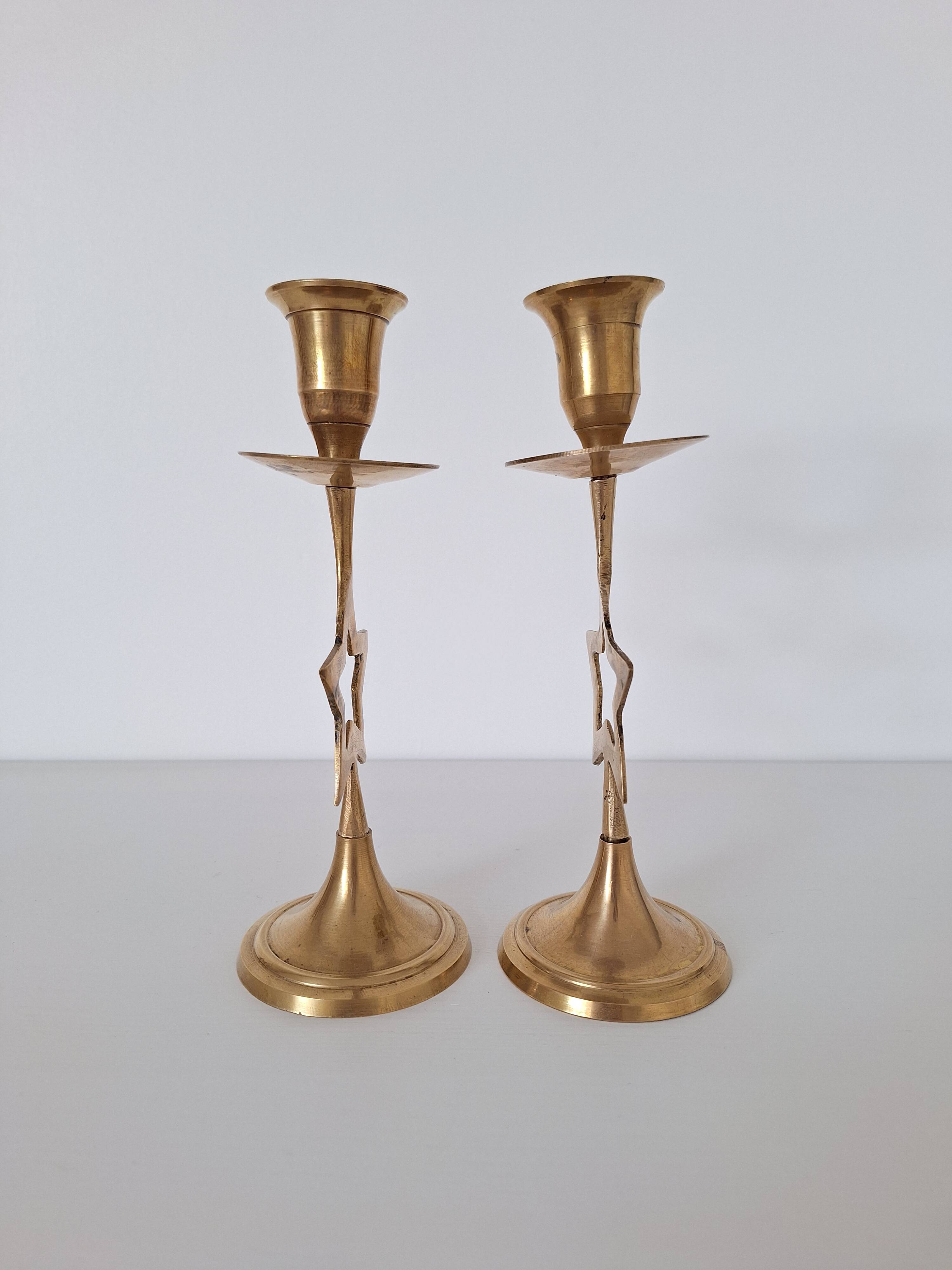 Brass star candlestick