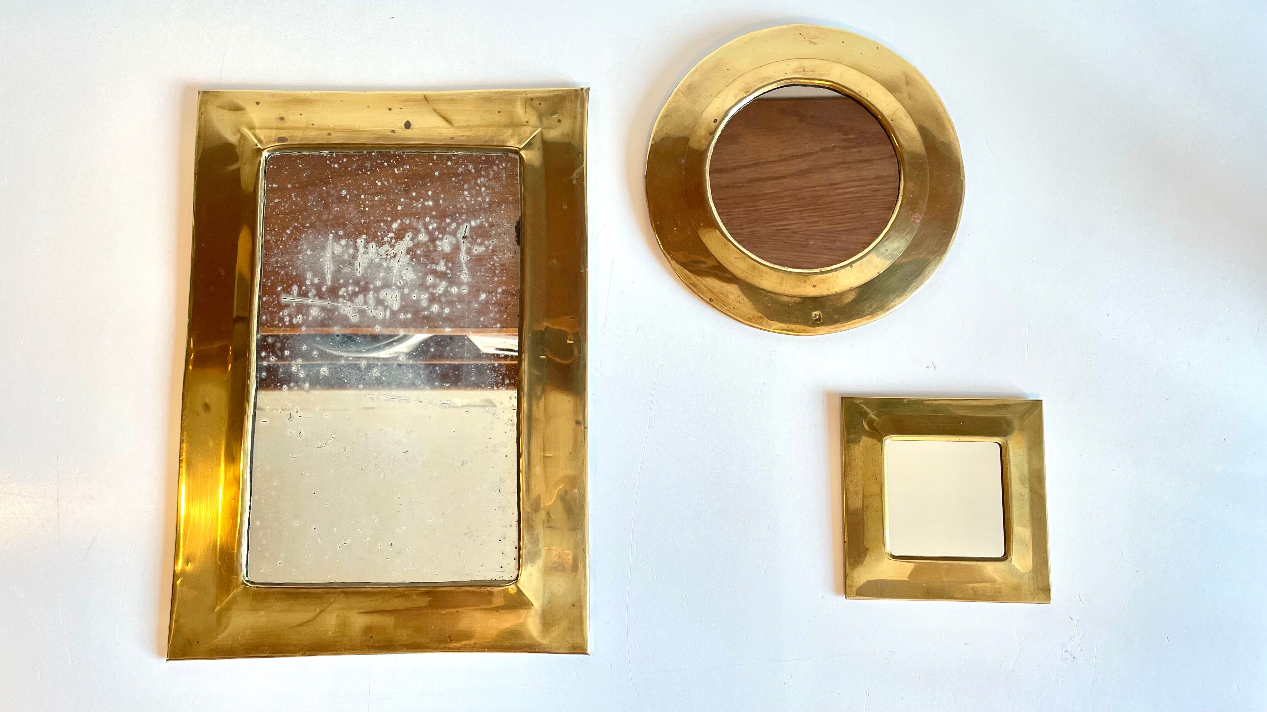 Trio de miroirs en laiton vintage