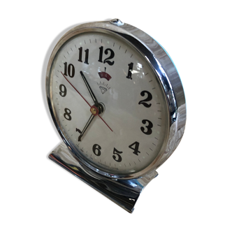 Old Alarm Clock Metal Blue & Chrome Decoration 70s Vintage