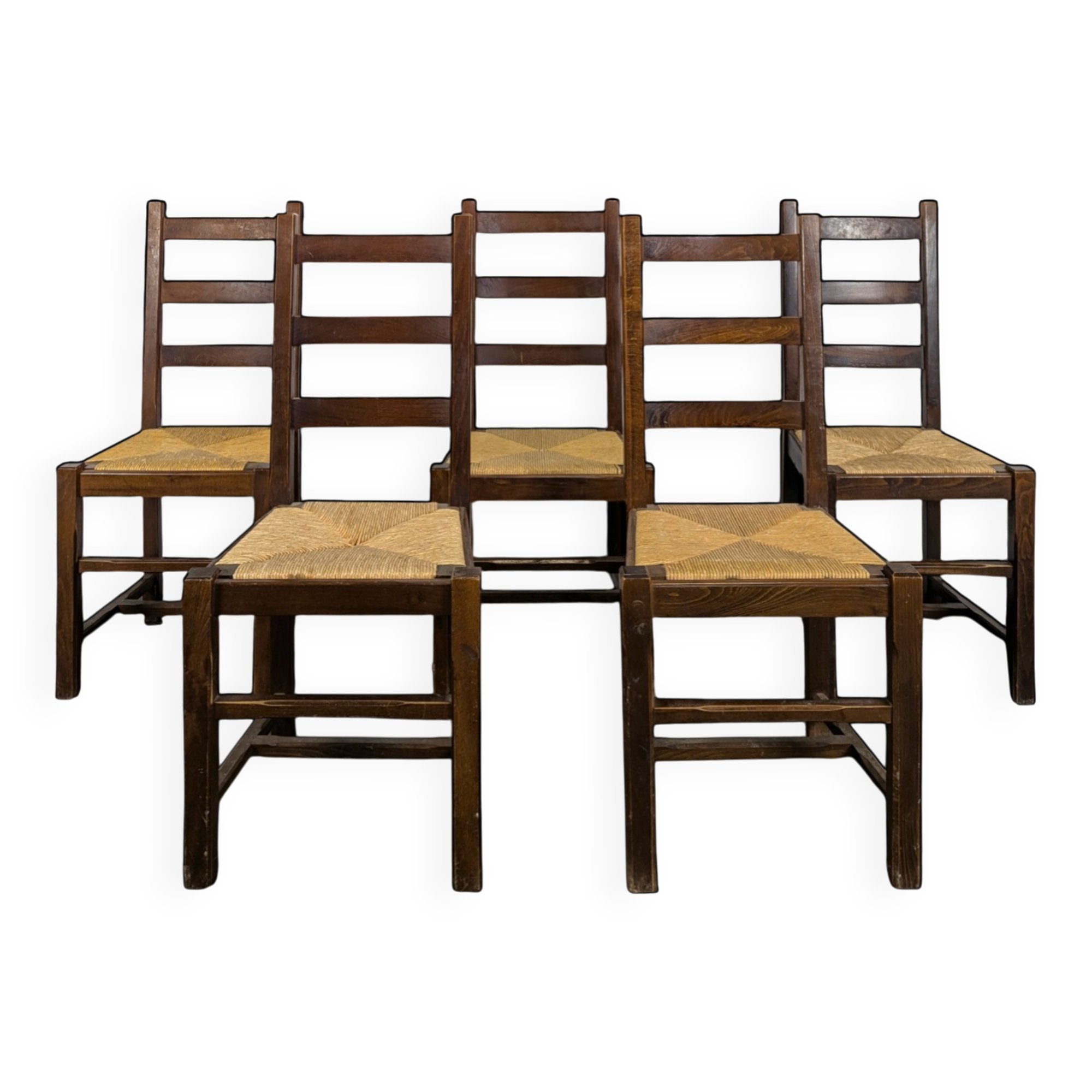 Série de 5 chaises brutalistes