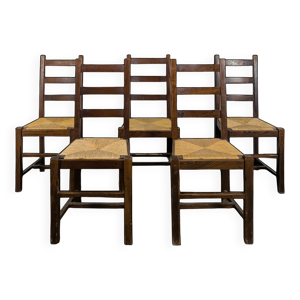 Série de 5 chaises brutalistes